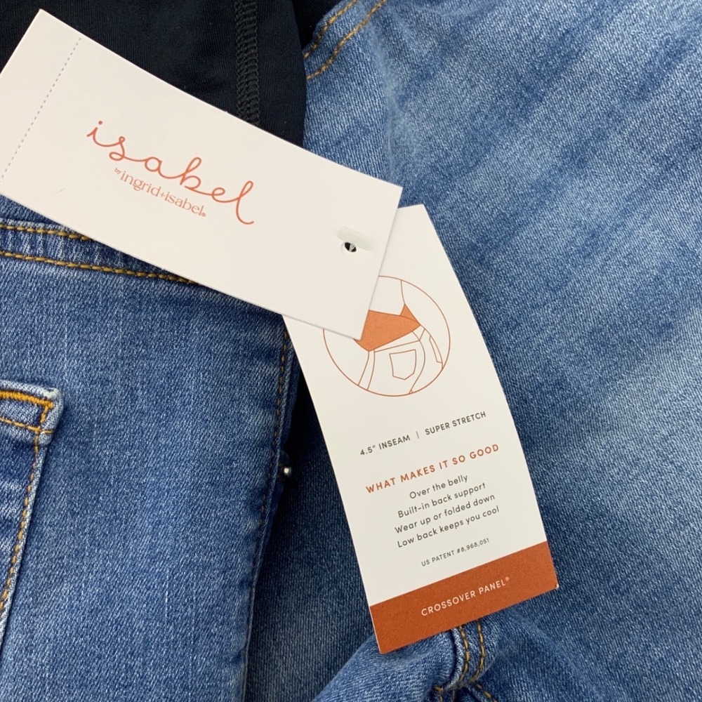 Isabel Maternity by Ingrid & Isabel Crossover‎ Panel Denim Shorts Blue Size 14 - Picture 4 of 6